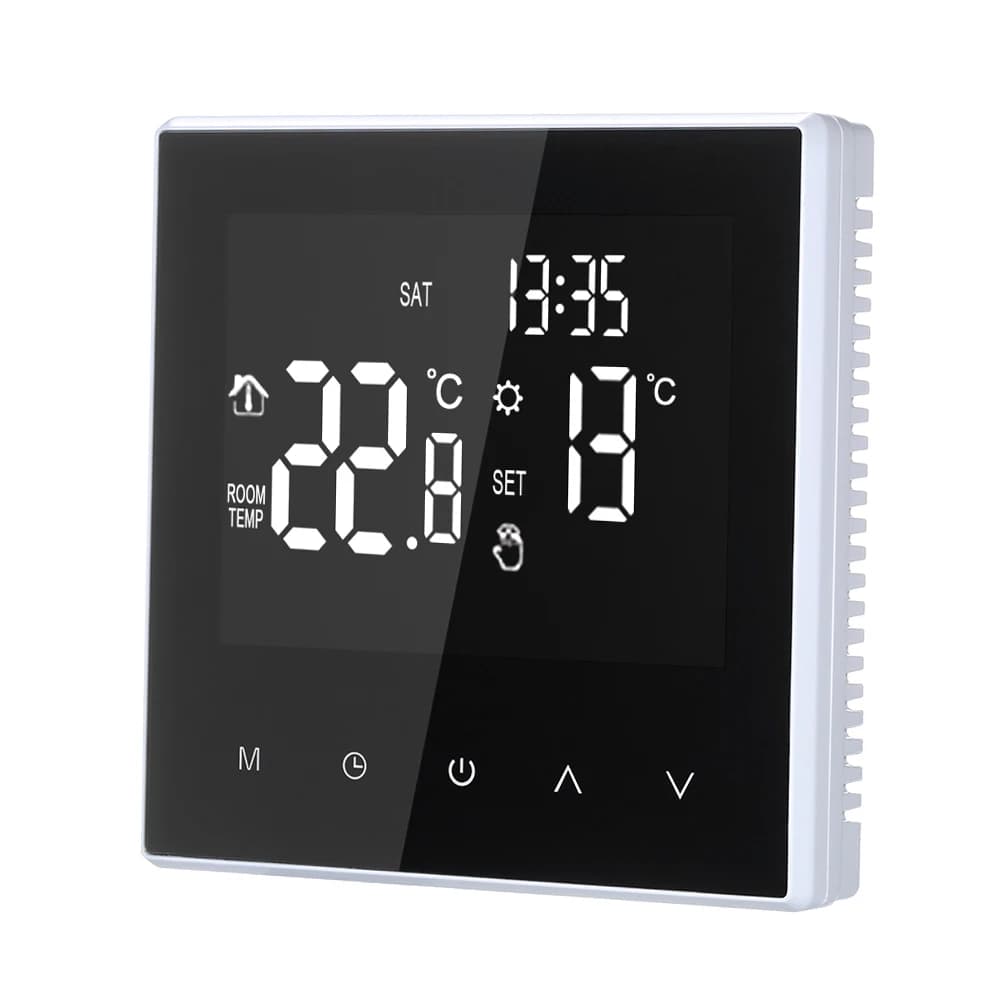 Termostato intelligente per riscaldamento a pavimento, regolatore di temperatura programmabile, strumento per il controllo della temperatura domestica, touch screen LCD, nero