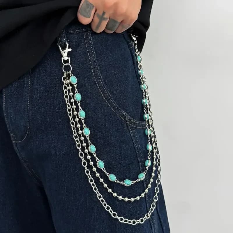 Chain for cross-breeding trousers with fashion imitation pearls for men Hip Hop Jeans multilayer chain for ornaments in life