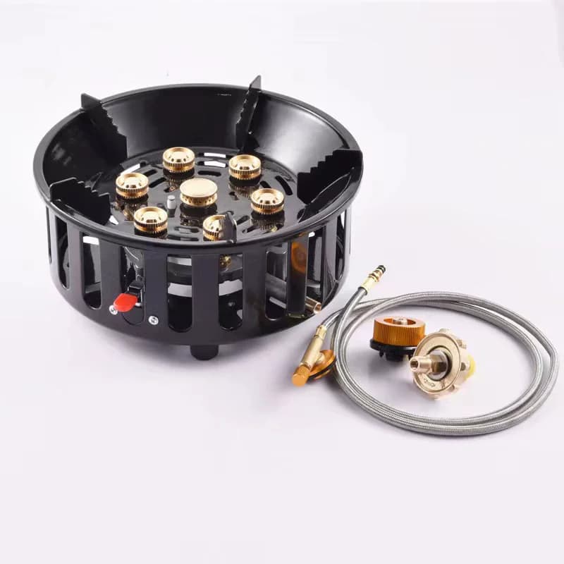 21000W Forte Fuoco Potenza Stufa 7 Core Accensione Elettronica Stufa A Gas Tutto In Uno Stufa Antivento Campeggio Barbecue Cottura Pentole