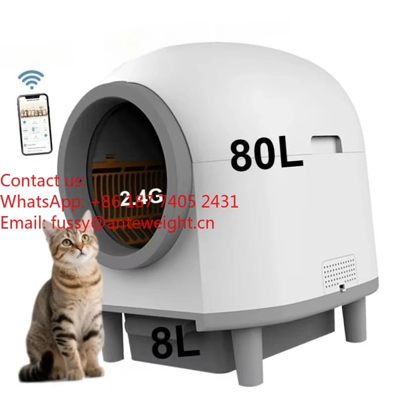 Lettiera automatica intelligente per gatti Controllo APP Rimozione odori con 10 sensori di sicurezza Radar Lettiera autopulente per gatti multipli
