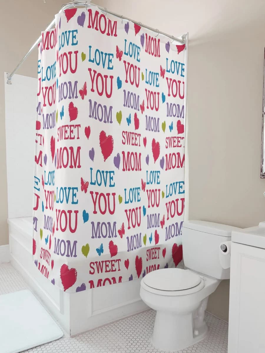 Tenda da doccia Love You Mom Sweet Mom per l'arredamento del bagno