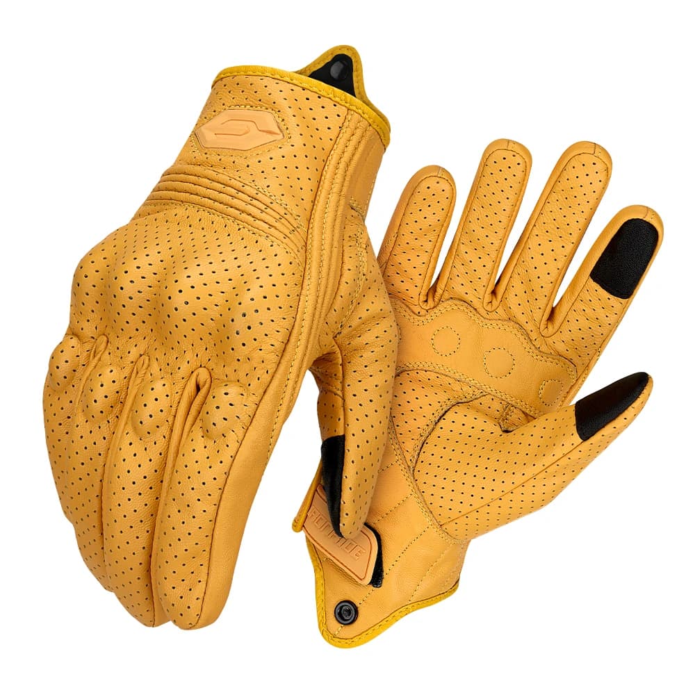 Guanti da moto in pelle vintage Certificazione CE Guanti da moto traforati estivi Guanti da moto da motocross con touch screen