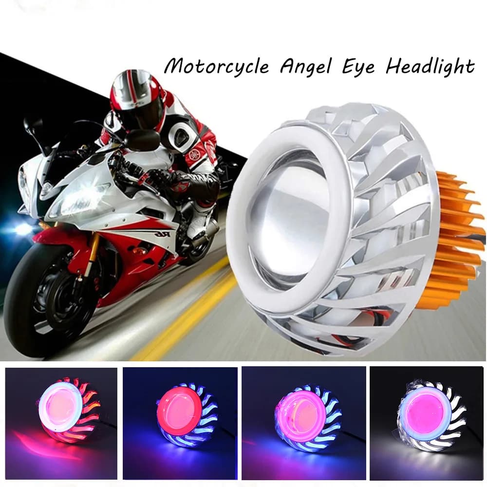 Auto moto moto faro LED Angel Eyes lente faro fascio alto/basso Mini proiettore Demon Eyes DRL Retrofit lampada