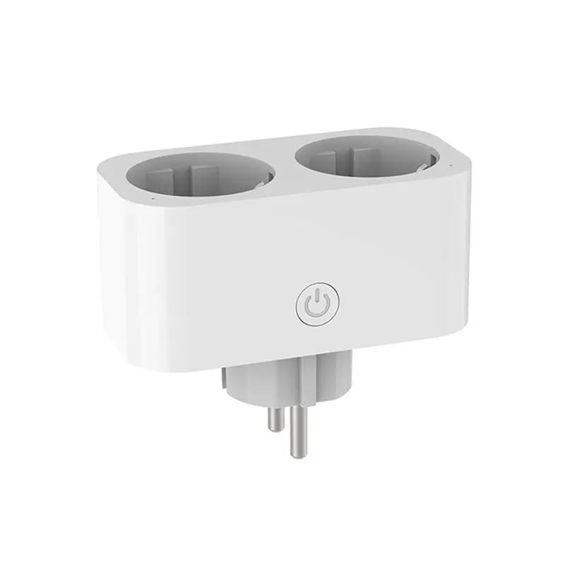 A86P-TUYA Smart socket WiFi Double for Home, Portable Intelligent socket with Voice and App Control, Compatible with EU Plug