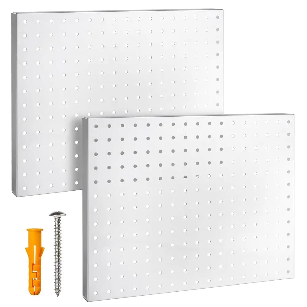 Organizzatore in Metallo Resistente con Pannello Forato - Set di Pannelli in Acciaio per Organizzazione a Parete con Fori Rotondi da 1/4 di Pollice, 17x13, Confezione da 2 per Garage