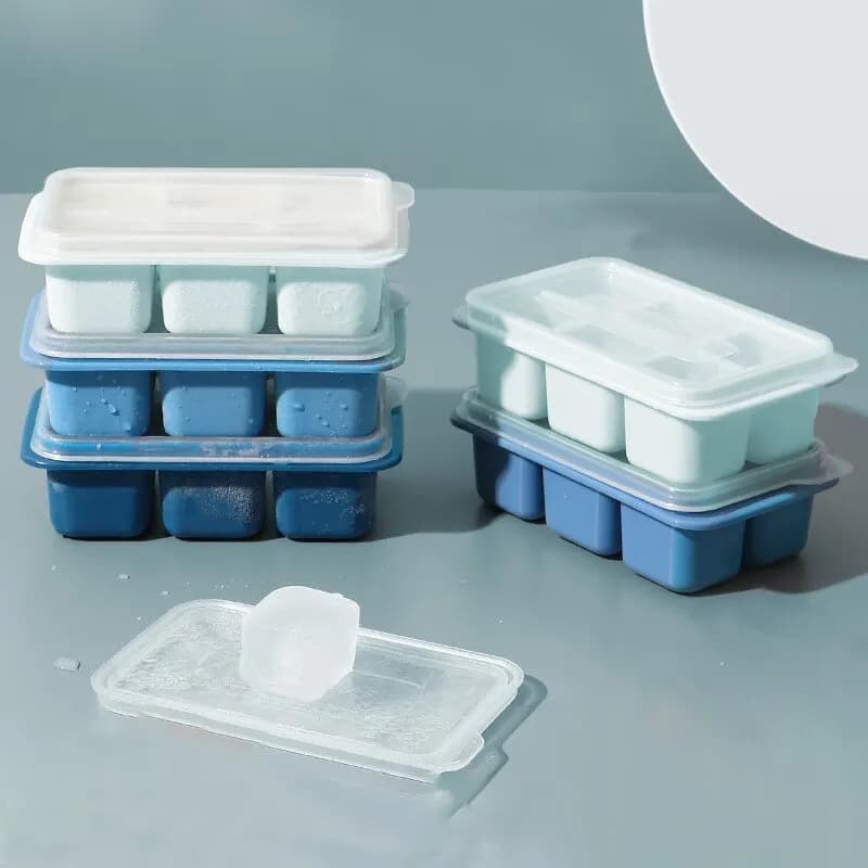 Stampo per Ghiaccio in Silicone con Coperchio per Frigorifero, Contenitore per Ghiaccio Fatto in Casa