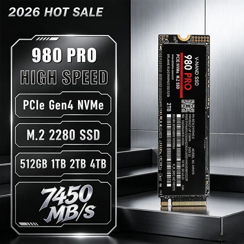 Up to 7450MB/s High‑Speed Storage 2026 HOT SALE 980Pro M.2 NGFF PCIe 4.0 SSD Internal Solid State Drive for Laptop Desktop PC