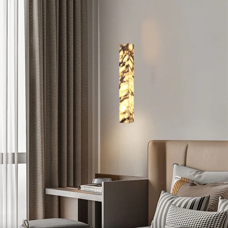 Lampada da parete di lusso in marmo naturale, stile cuboide, decorazione artistica, applique a LED per camera da letto, soggiorno, corridoio, scale.