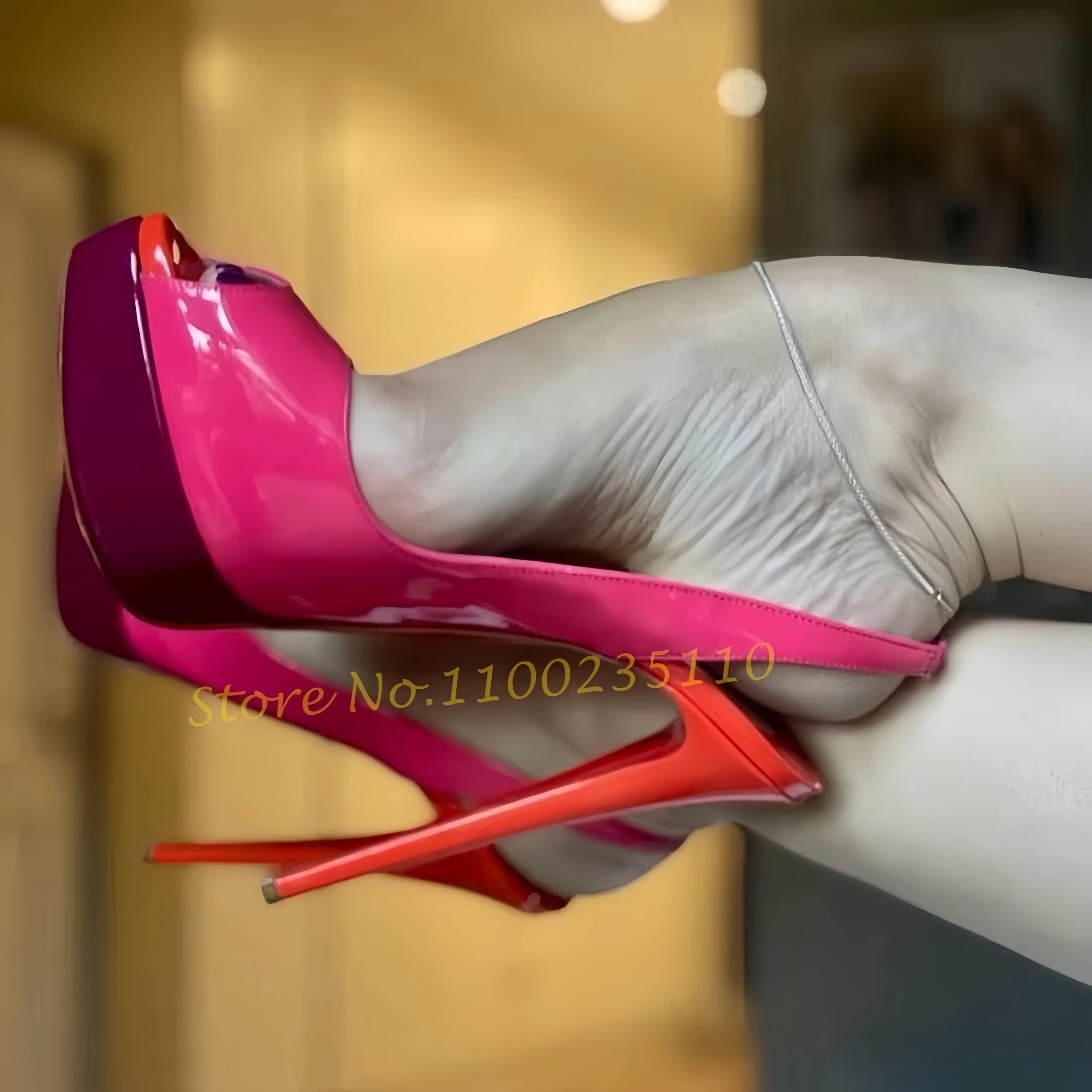 Sandals with slingback heel with platform peep toe Woman Red Rose Shoes with super high heel Sandals with summer sexy back strap female