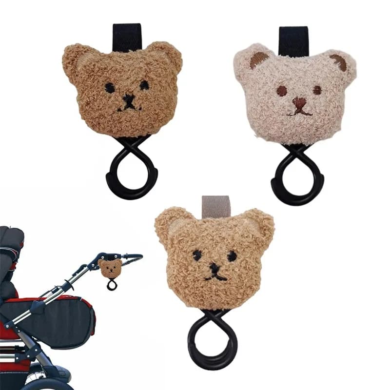 Simpatico orso di peluche gancio per passeggino per passeggino resistente gancio universale per passeggino e cinghia accessori per passeggino per la mamma