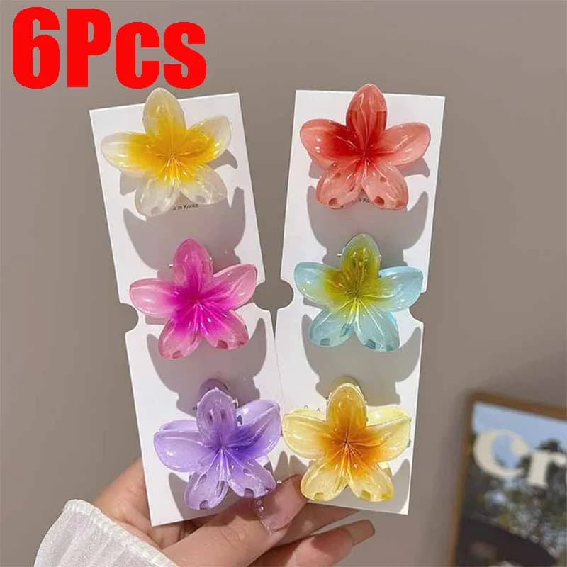 6 pezzi fermagli per capelli sfumati hawaiani artigli per capelli fiore donna piccola dimensione moda copricapo forcina granchio barrette accessori per capelli
