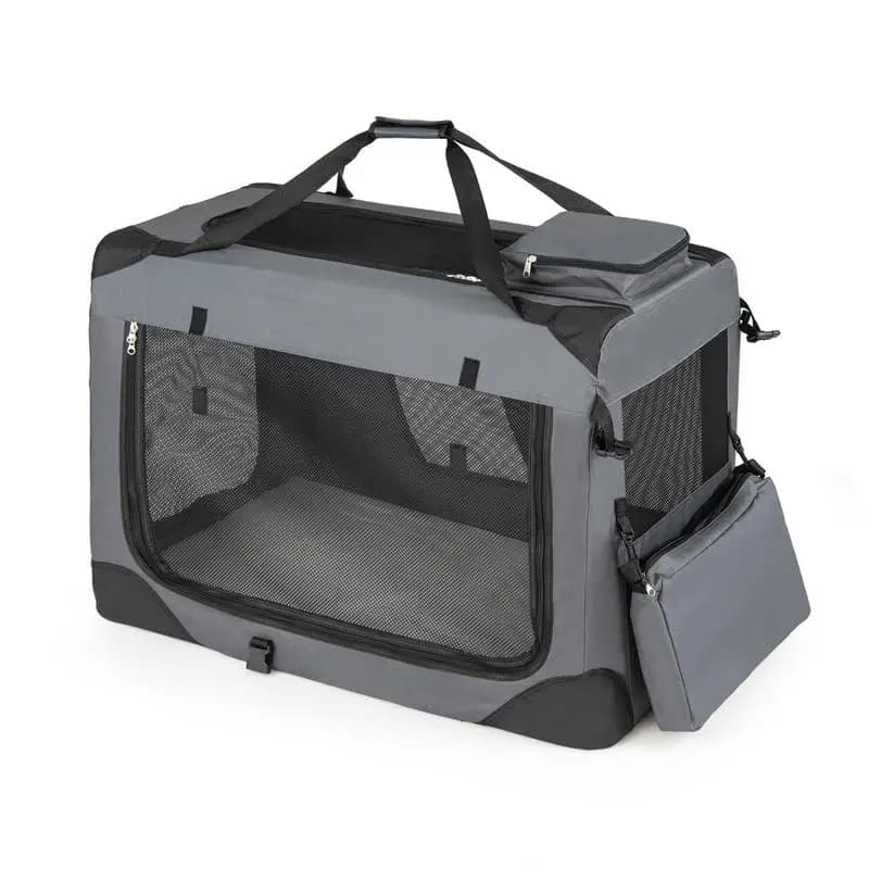 Soft Sided Pet Crate for Large Dogs and Cats, 36 Inch Portable Travel Carrier with Breathable Mesh Windows, Quick Assembly Foldable Kennel for Car, Hotel and Home Use