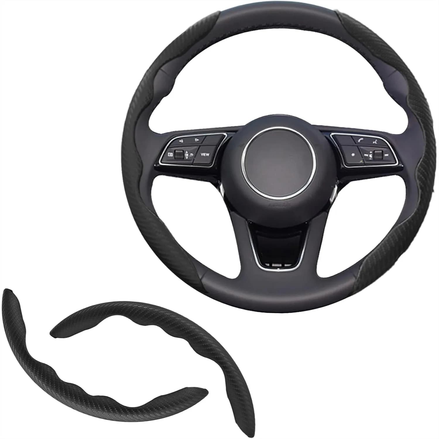 Coprivolante in Fibra di Carbonio, Antiscivolo Universale per Volanti da 14,5-16 Pollici, Protezione Segmentata per Comfort e