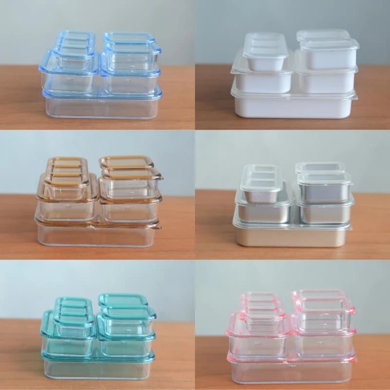 1/6 Mini modelli di scatole portaoggetti da cucina per casa delle bambole Set Preparazione di verdure Conservazione fresca Scatola per il pranzo Decorazioni per la tavola