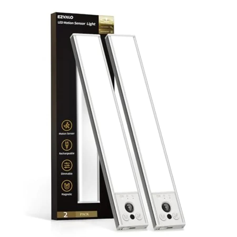 Under Cabinet Lighting, LED Motion Sensor Light Indoor, 2400mAh USB Rechargeable Closet Lights, Dimmable and Magnetic Wireless