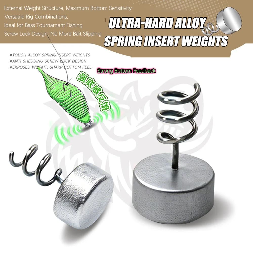 10 Pezzi Nuovi Pesi a Inserto 1g 1.5g 2g con Blocco a Vite, in Lega Ultra-Dura, Piombi Pesanti per Bass Texas Carolina Rigs