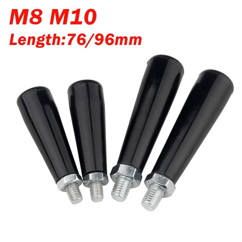 1/2/5/10pcs M8 M10 Revolving Handle Plastic Metal Knob Male Threaded Stem Handwheel Screw Straight Handle Length:76/96mm