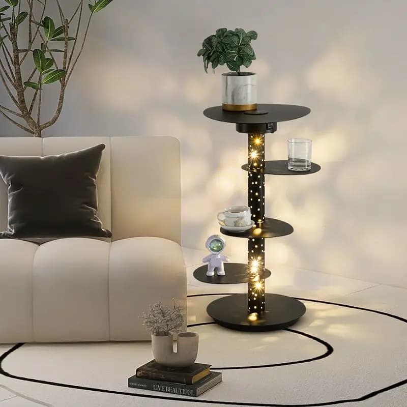 Nordic coffee table integrated floor lamp, simple storage design with bedside table and vertical desk lamp