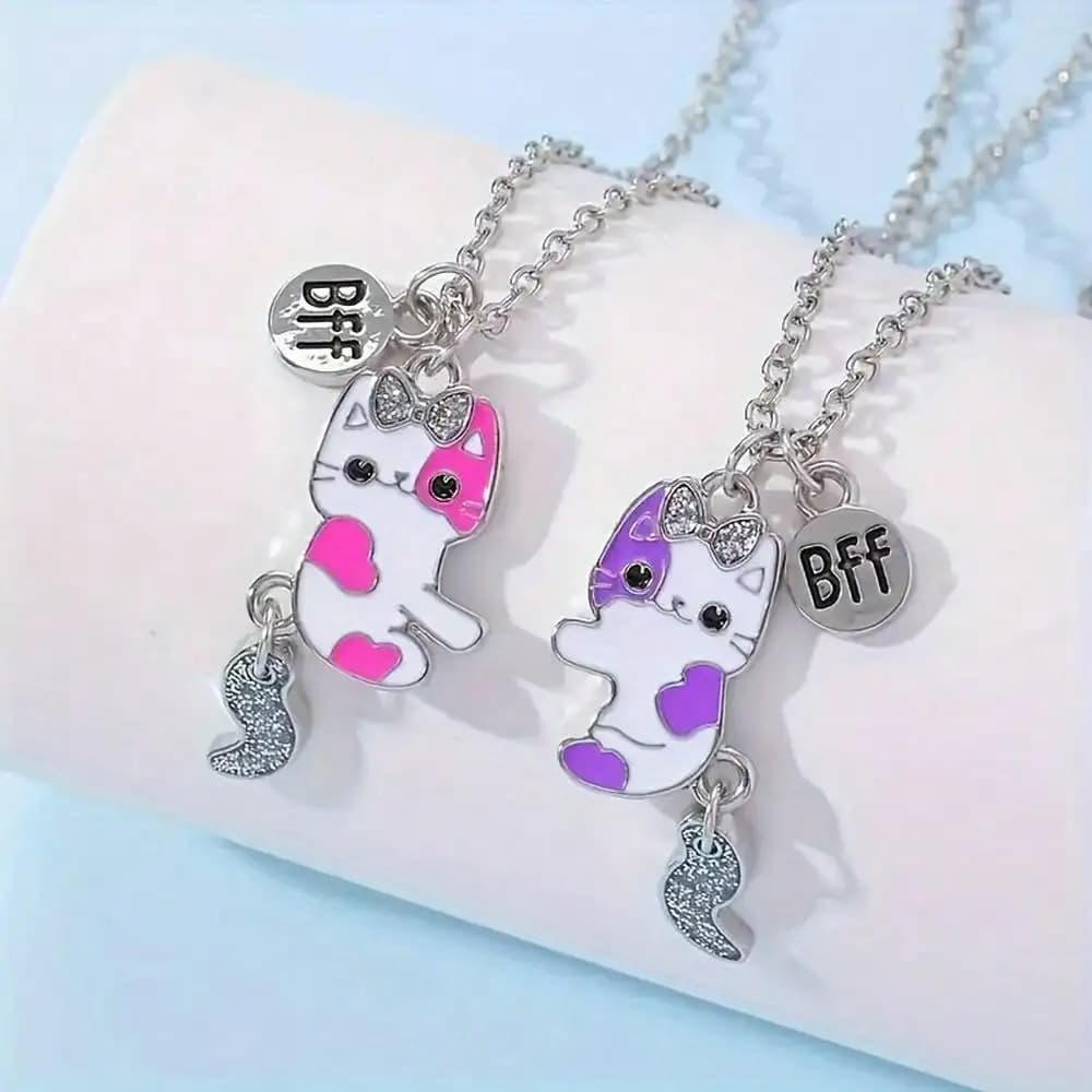 1pc Fashion Cute Cat Couple Necklace, Good Friends Magnet Attachment Pendant, Friendship Jewelry For Men, Ideal Choice For Gifts