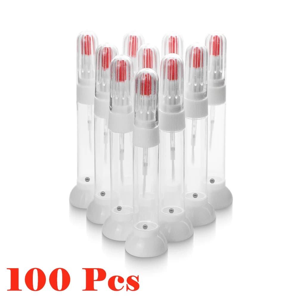 Kimcci Dotted Pen+Drawing Pen Nail Art Tools 2 IN 1 100pcs/lot Needle Brush Dual-use Empty Bottle