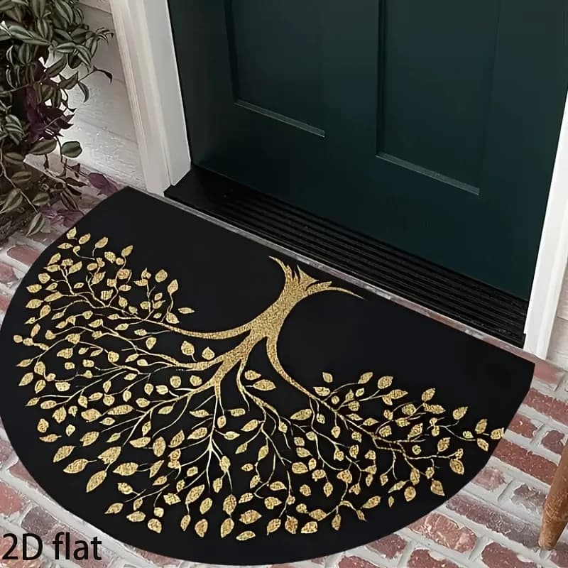 VIKAMA Tree of Life Semicircle Doormat Non Slip Entryway Rug Indoor Outdoor Foyer Floor Mat