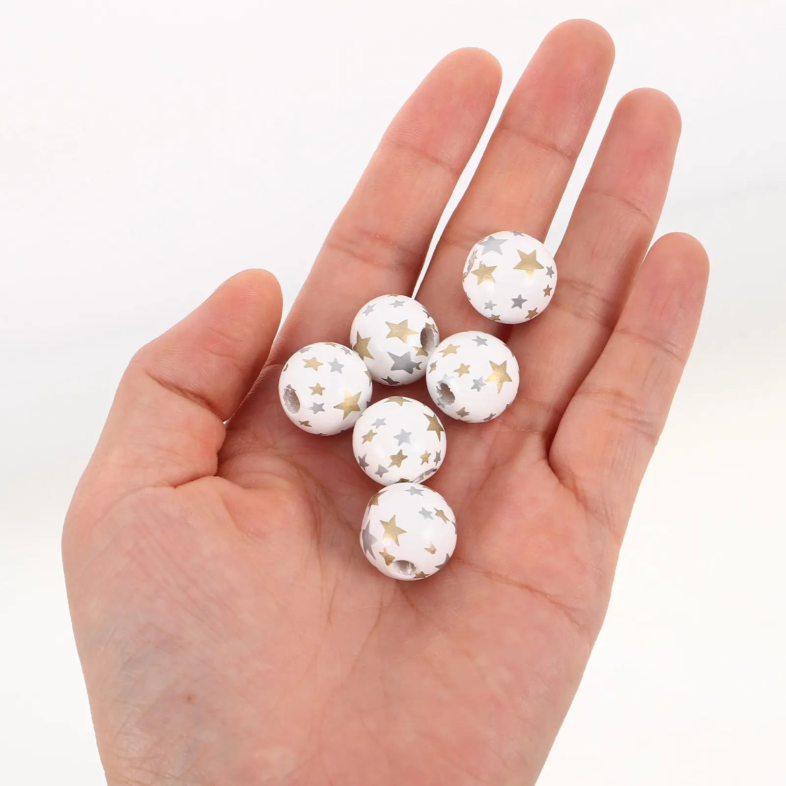 50Pcs Star Wooden Beads Colorful Beads for Jewelry Making DIY Bracelets Necklaces Earrings Craft Accessories