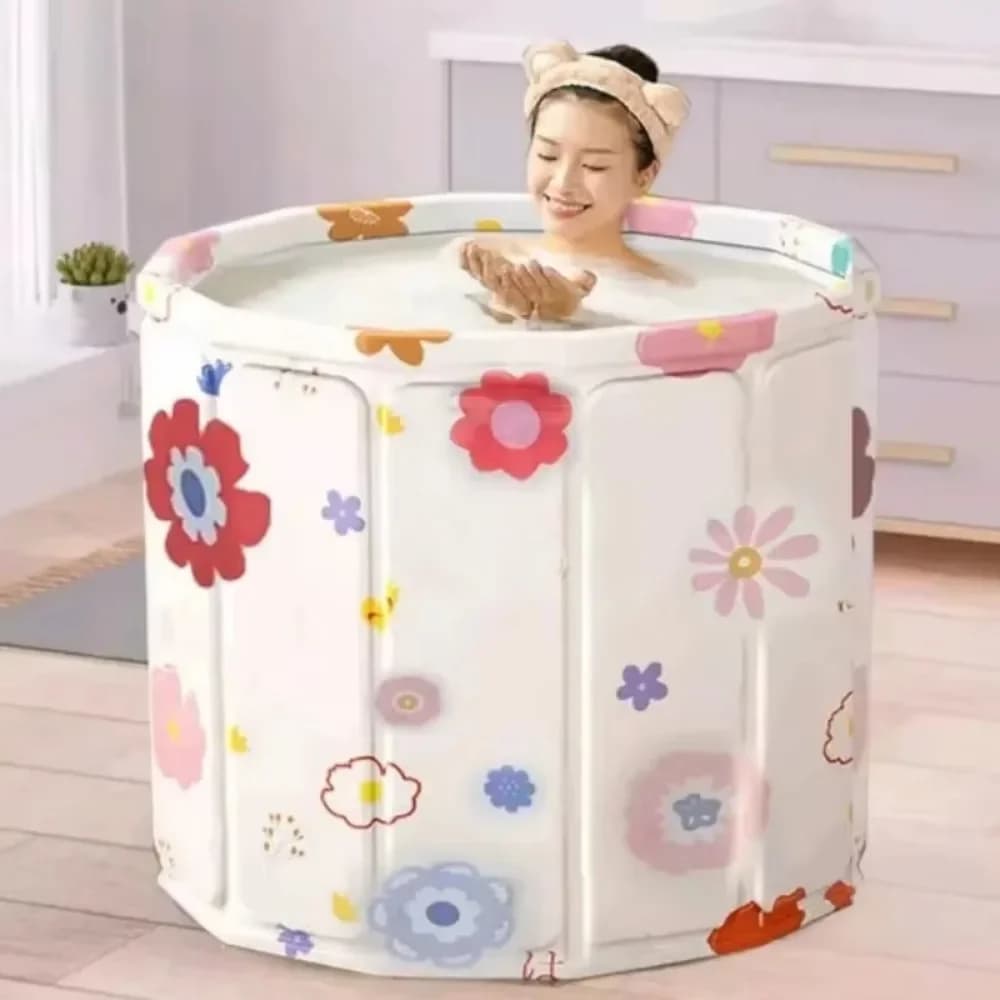 Vasca da bagno pieghevole per adulti Vasca da bagno isolata addensata per uso domestico Secchio da bagno portatile rotondo allargato Secchio da bagno pieghevole SPA