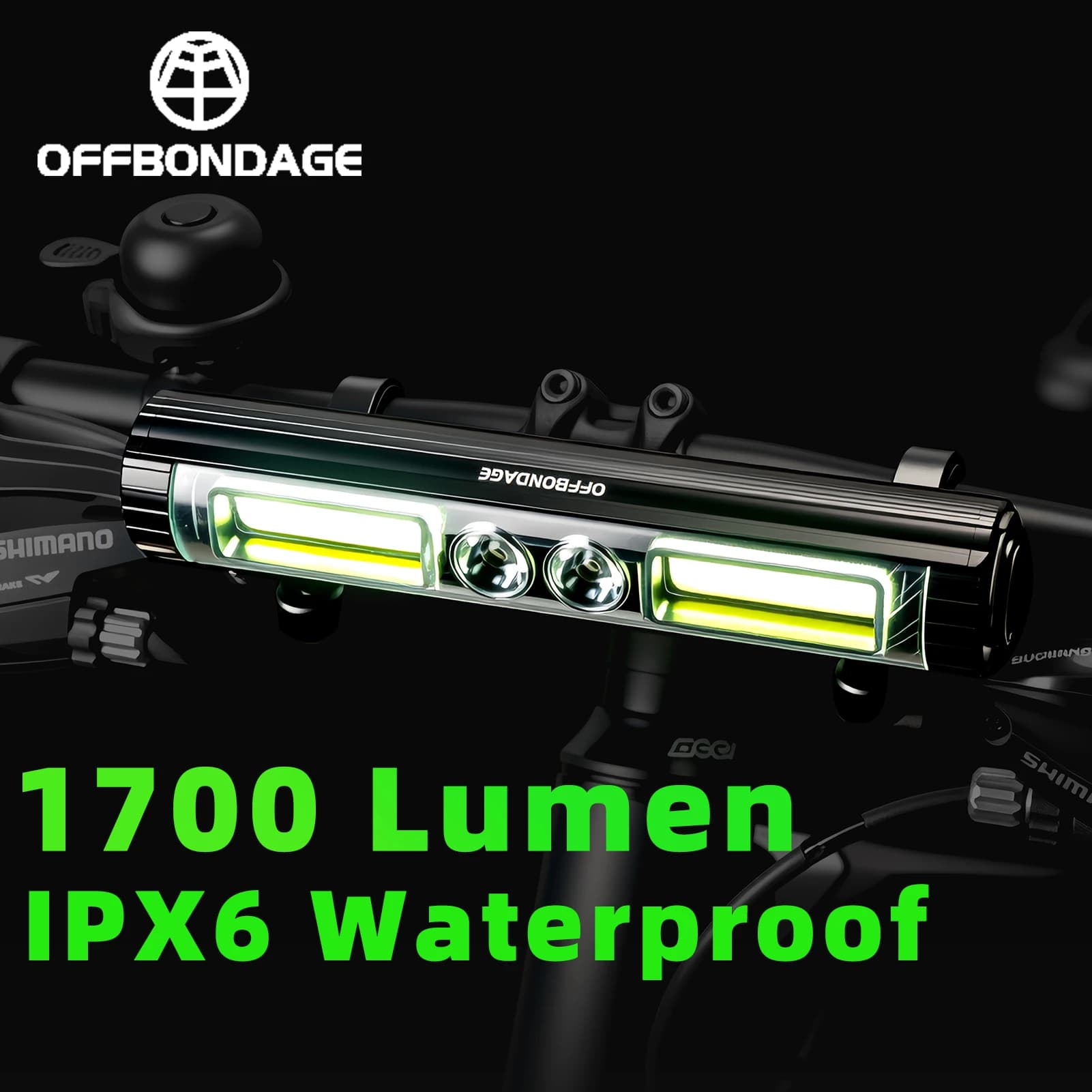 OFFBONDAGE 1700LM Bicycle Front Light MTB Bike Headlight Flashlight Waterproof USB Charging Cycling Rear Light Bike Accessories