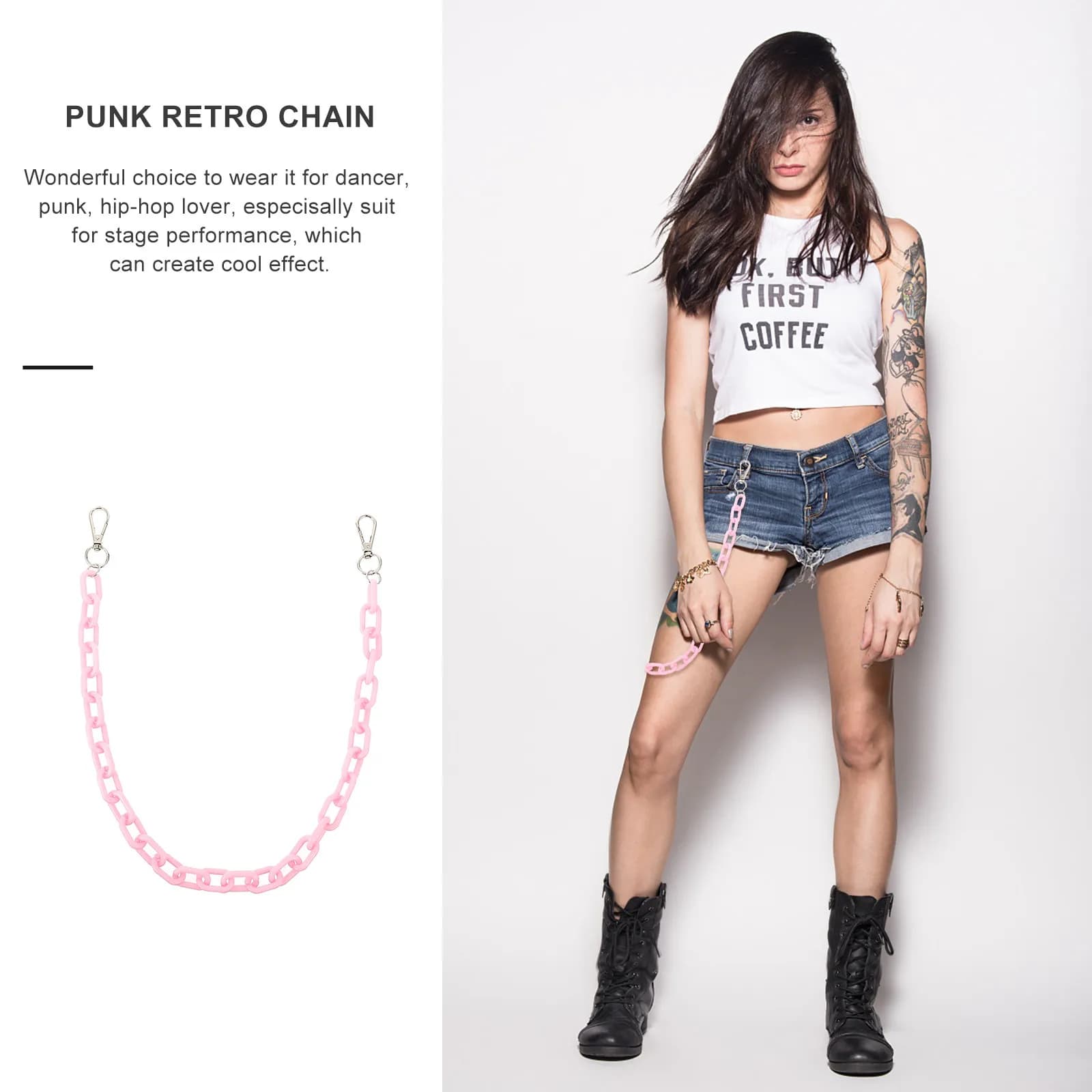 1 Pezzo Catena in Acrilico da Tasca per Jeans, Cintura, Passante, Elegante Catena Hip Hop Punk, Accessorio per Ballerini, Abbigliamento alla Moda, Regalo