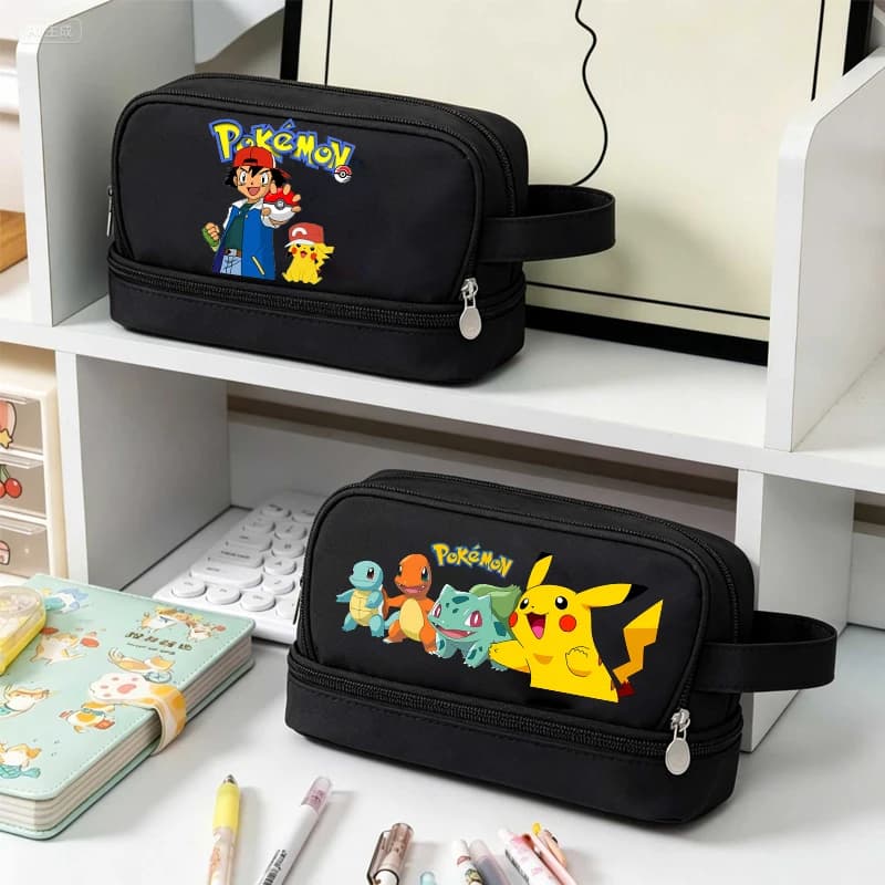Astuccio Grande Capacità Pokemoned in Tessuto Oxford Resistente, Organizer Portatile per Materiale Scolastico e Universitario, Idea Regalo