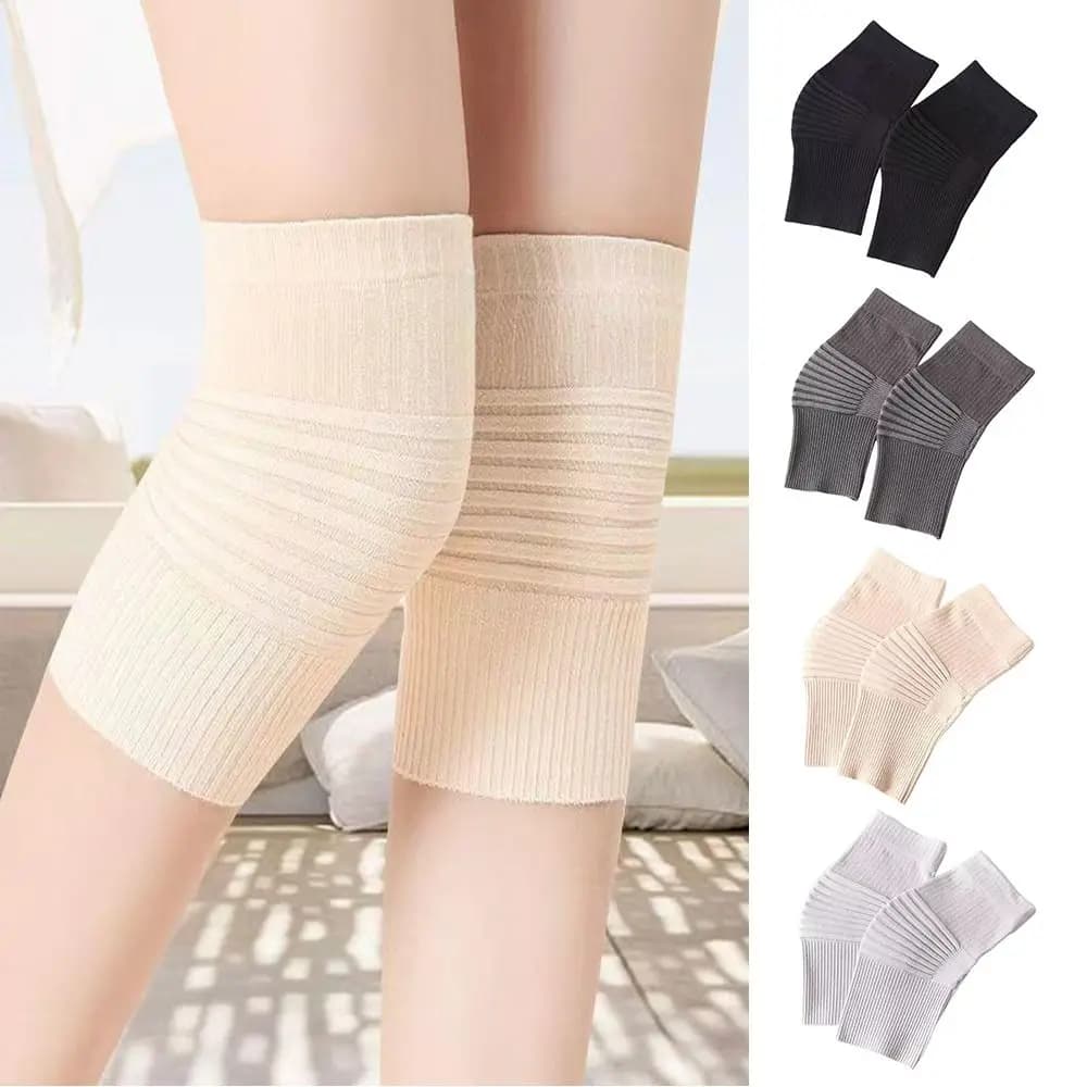 Women Men Cotton Knee Warmers Soft Thermal Knitted Knee Brace Pads Stretch Fit Thermal Knee Pads Protects Joints,