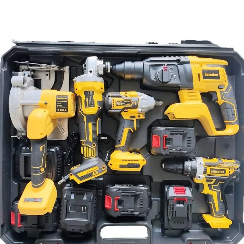 Kit di strumenti combinati OEM senza spazzole 21V Set di utensili elettrici per trapano a percussione elettrico con chiave a batteria per smerigliatrice angolare