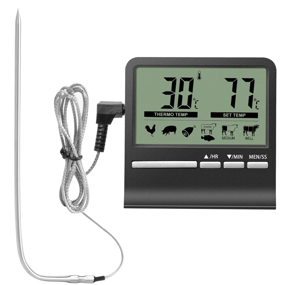 Termometro da cucina digitale da cucina Tester di temperatura per alimenti per carne per forno funzione Timer per griglia per barbecue con sonda misuratore di calore per carne