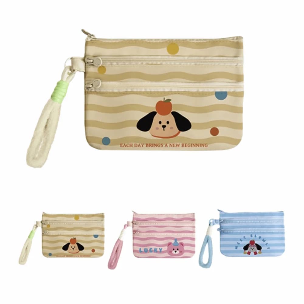 Lightweight Cartoon Passport Holder Slim Portable Travel Document Organizer Large Capacity Zipper Storage Bag