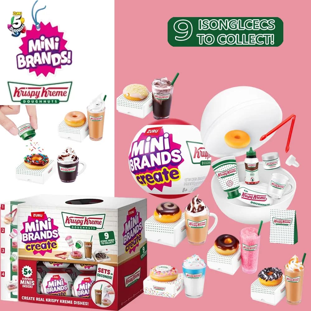 Zuru Mini Brands Krispy Kreme Create Series 1 Surprise Blind Box Toys Mini Food Donut Miniature Food Mystery Packaging Toys