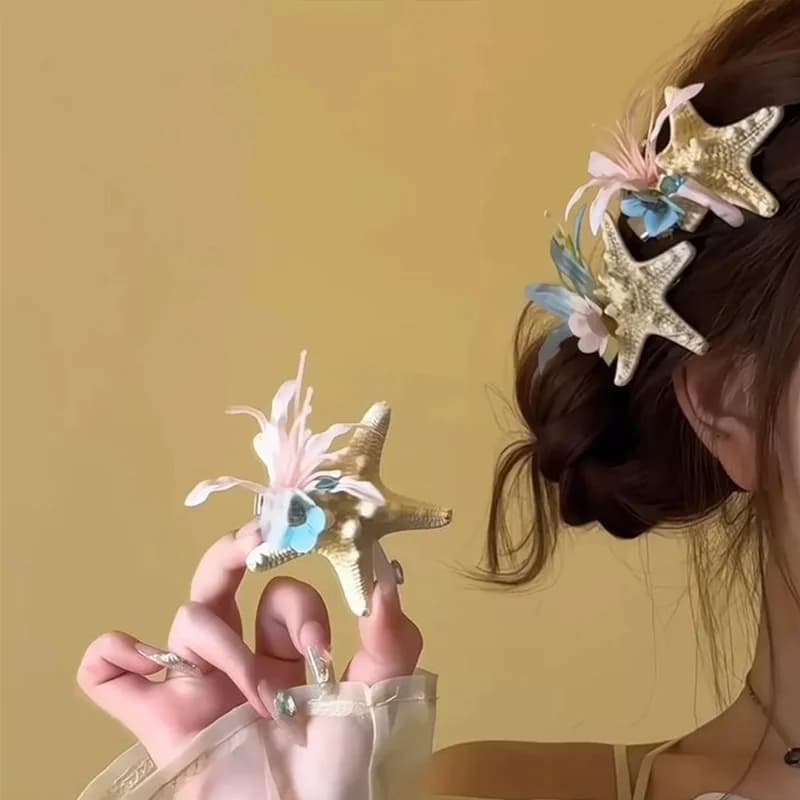 Clip for hair series ocean eternal flower Star sea shell Cowberries Seaside tourism Holiday Photography Hair accessories