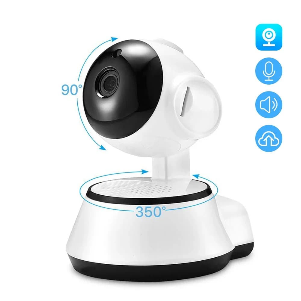 Hamrolte Baby Monitor 1080P Mini Pan/Tilt Wifi Telecamera IP Monitoraggio automatico Audio bidirezionale Rilevazione movimento Accesso remoto V380