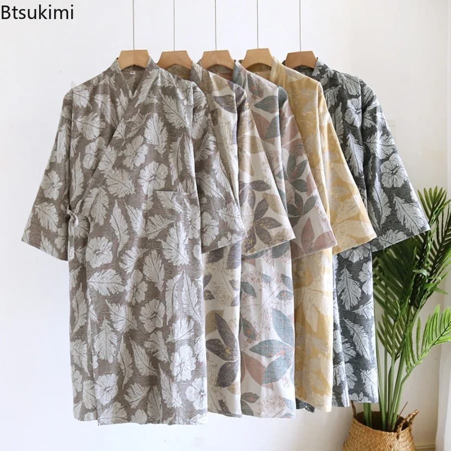 New Women's Kimono in Cotton for Spring and Autumn 2026, Yukata Cardigan Vestaglie with Lacci, Jacquard Hoodies in Braided Yarn for Women