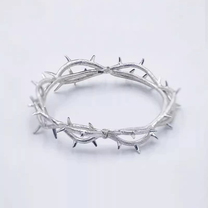 Bracciale con spina punk gotico cosplay unisex metallo hip hop catena a mano gioielli color argento per donna ragazza uomo braccialetti gioielli di scena