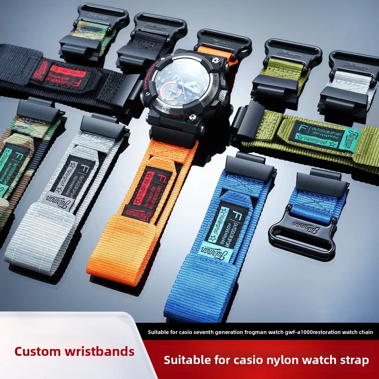 Suitable for Casio Seventh Generation Frogman GWF-A1000 Velcro Nylon Outdoor Sports Canvas Strap