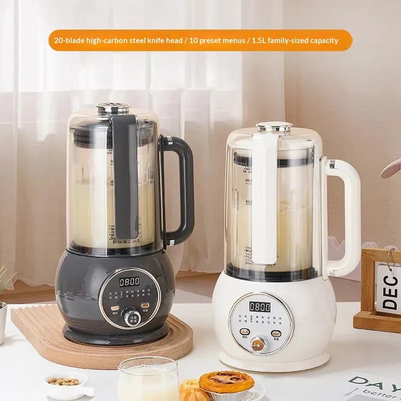Silent Electric Blender Multifunction for Food and Soy Milk with 1.5L Stainless Steel Blades for Home Use