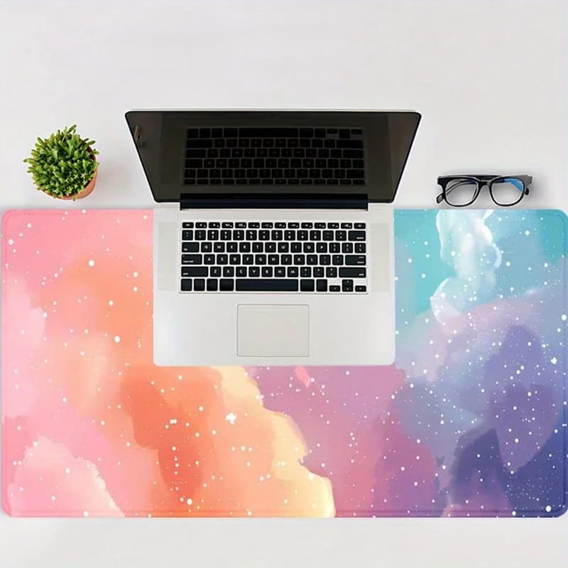 Extra Large Dreamy Rainbow Cloud Desk Mat, Non-Slip Seam Edge Rubber Mouse Pad 88.9x40.64cm, for PC Laptop Keyboard Home