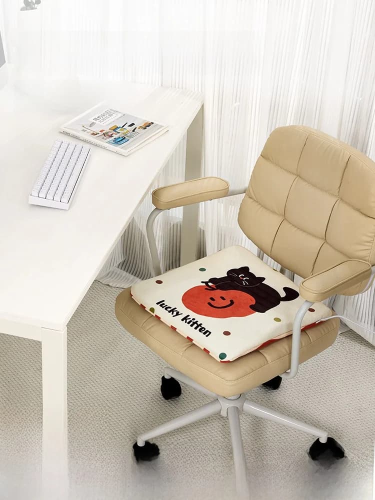 Cuscino Riscaldato per Sedia da Ufficio, Caldo per l'Inverno, Design Cartone Animato, per Uso Domestico, con Rivestimento Rimovibile