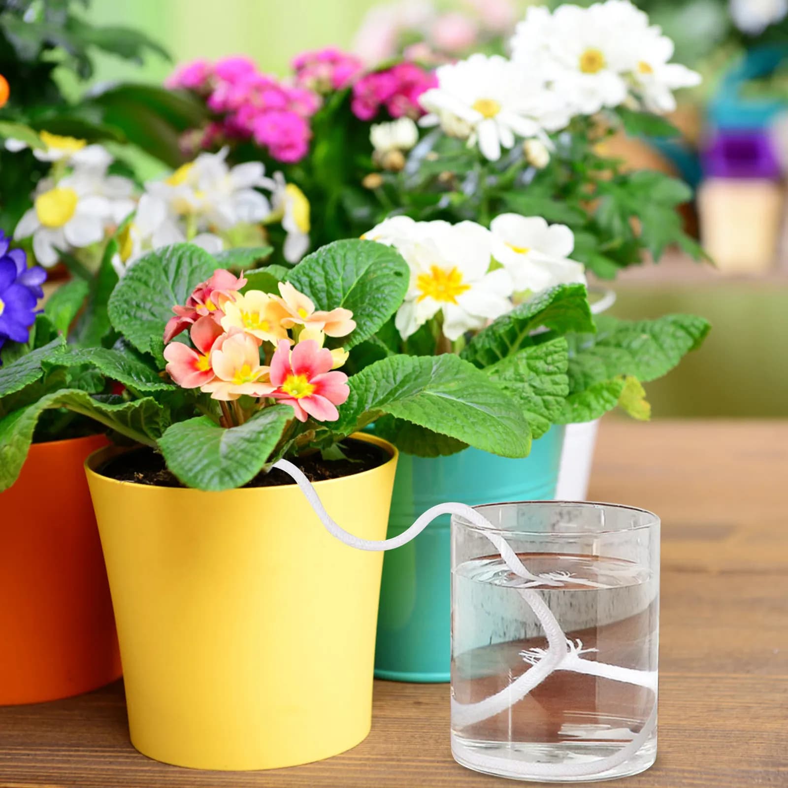 Set di 1 Corda Assorbente per Irrigazione Piante da Interno, Sistema Auto-Irrigante in Cotone per Vasi e Giardino
