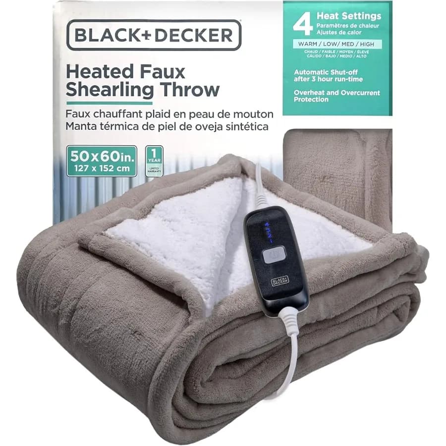Coperta riscaldata Coperta elettrica Coperta elettrica in shearling finto Coperta riscaldante con 4 livelli di riscaldamento Temporizzatore 3H Spegnimento automatico veloce