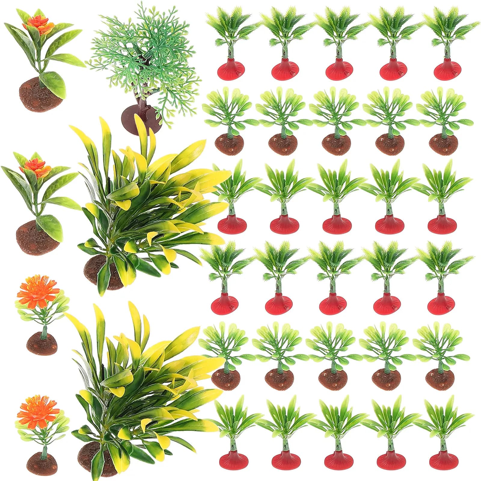 37Pcs Artificial Plant Simulation Trees Mini Landscape Decor Sand Table DIY Micro Garden Scenery Green Scenery Landscape