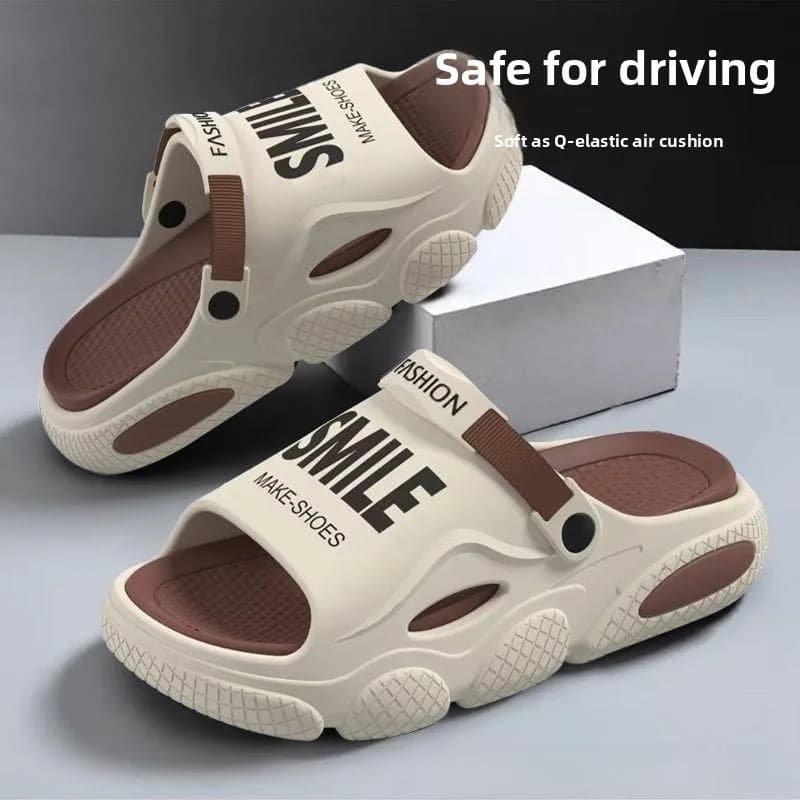 Men's Summer Slippers Driving Outdoor Wear Sports Beach Fashion Trend PVC Material Home Anti-slip Slip-on Slippers