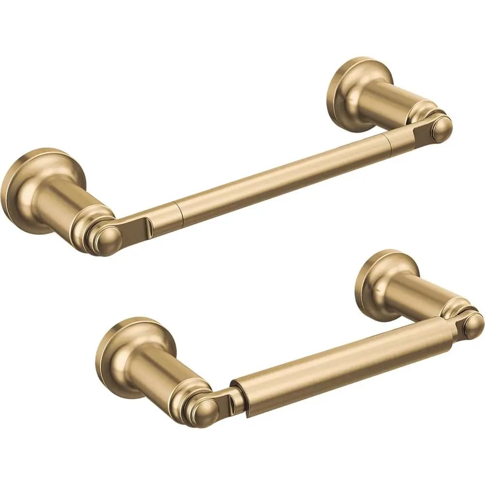 Set da bagno Saylor in 2 pezzi con 8 pollici Portasciugamani e Portarotolo da Bagno | Accessori per il Bagno in Bronzo Champagne Dorato | Pallacorda