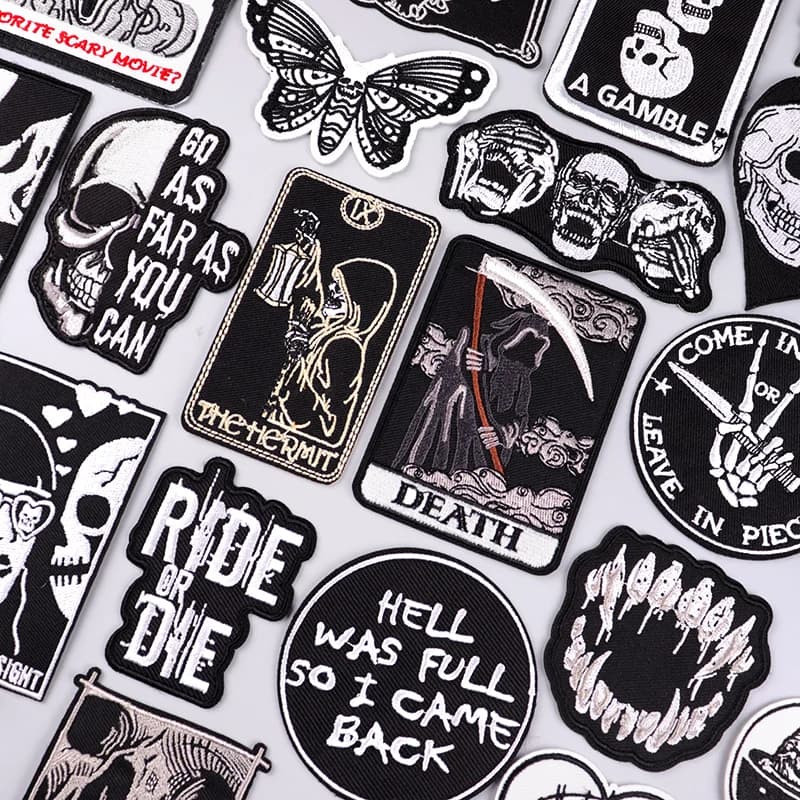 The Death Embroidery Iron on the patches of clothing Toppe applique fai-da-te on clothes Distinctive with skull on the backpack Jakcet