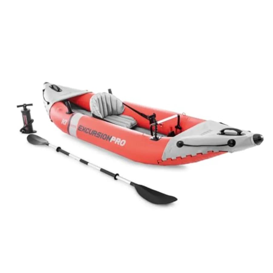 Set Kayak Gonfiabile 68303EP Excursion Pro K1: Kayak in PVC SuperTough da 86 Pollici con Pagaie Deluxe, Pompa ad Alta Portata e Secchio Regolabile